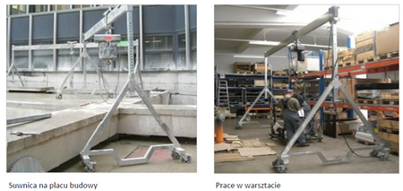 Suwnica bramowa aluminiowa z kołami - 2 sztuki + wyciągarka elektryczna (udźwig: 1000 kg, szerokość belka: 2,23m, wys. dla pracy wyciągarki: 2,00-3,00m, szerokość stelaży: 1,70m) 99955649