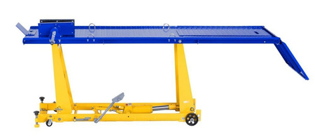 Podnośnik motocyklowy - imadło na korbe (udźwig: 450 kg, wymiary platformy: 2200x680 mm, wysokość podnoszenia: 180-780 mm) 45674750